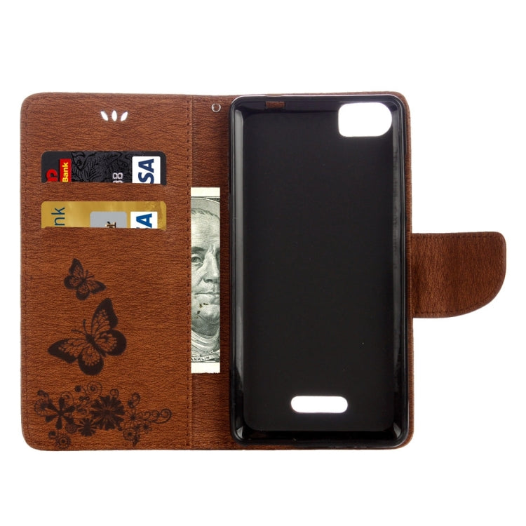 Butterflies Embossing Horizontal Flip Leather Case for Wiko Fever SE, with Holder & Card Slots & Wallet & Lanyard