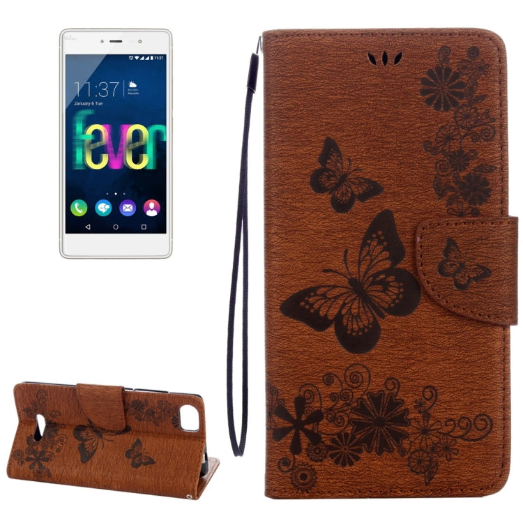 Butterflies Embossing Horizontal Flip Leather Case for Wiko Fever SE, with Holder & Card Slots & Wallet & Lanyard
