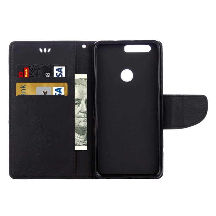 For Huawei  Honor 8 Butterflies Embossing Horizontal Flip Leather Case with Holder & Card Slots & Wallet & Lanyard
