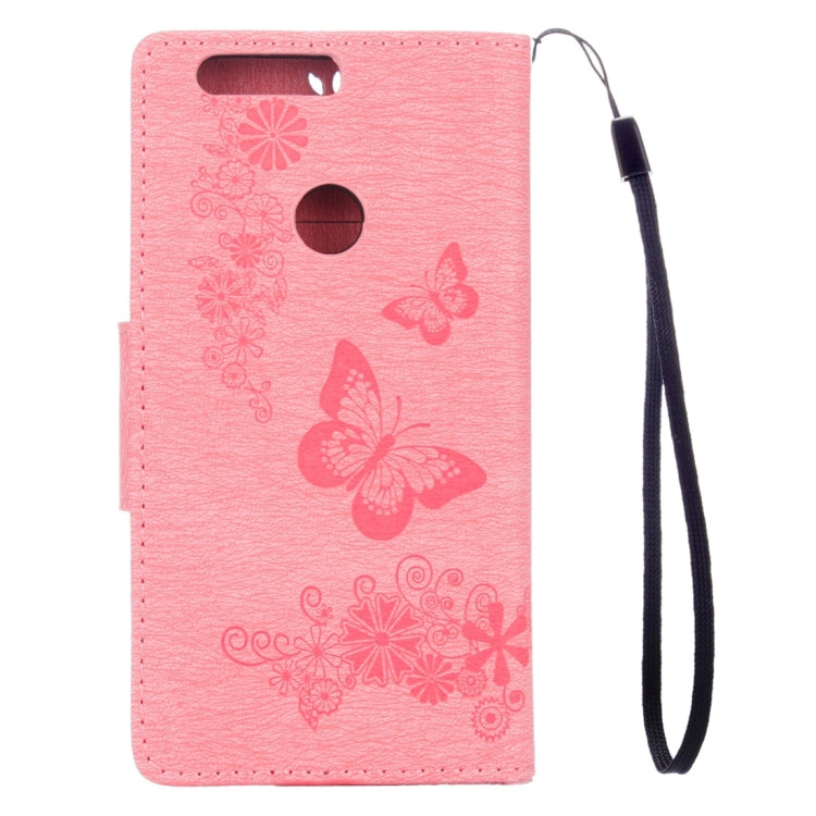 For Huawei  Honor 8 Butterflies Embossing Horizontal Flip Leather Case with Holder & Card Slots & Wallet & Lanyard