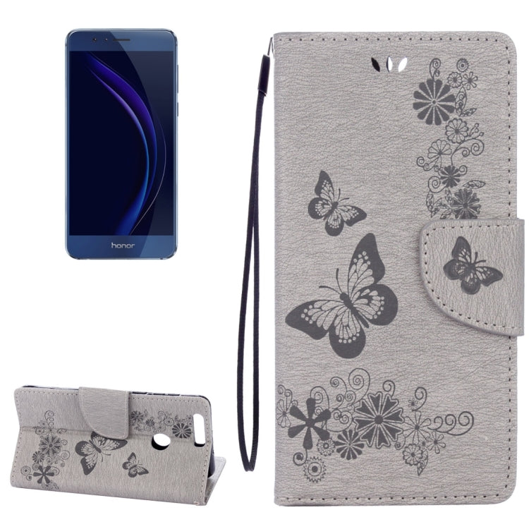 For Huawei  Honor 8 Butterflies Embossing Horizontal Flip Leather Case with Holder & Card Slots & Wallet & Lanyard