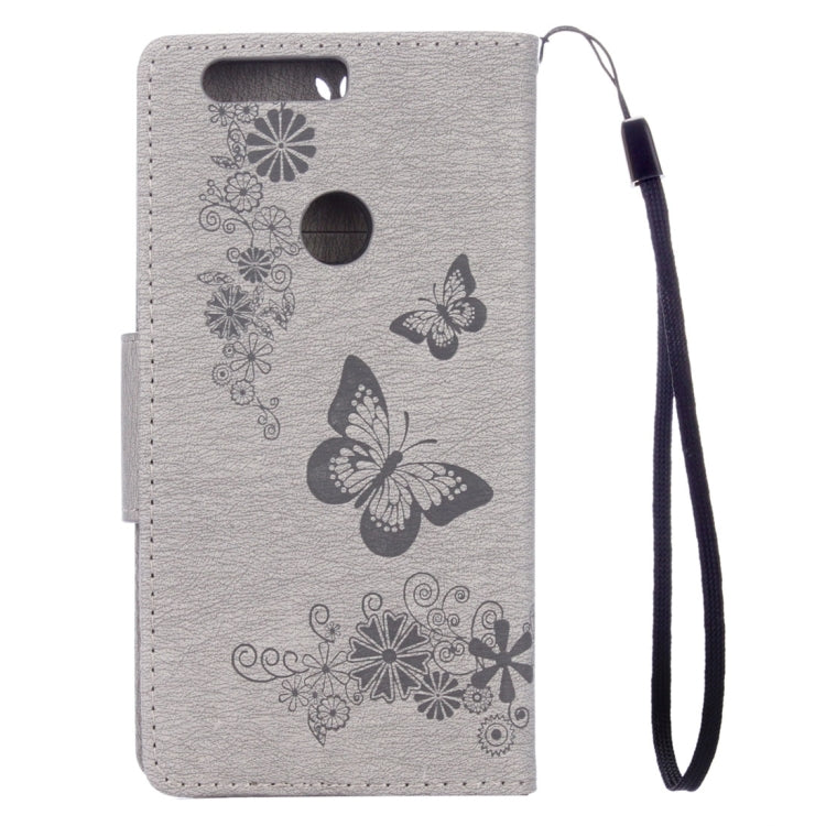 For Huawei  Honor 8 Butterflies Embossing Horizontal Flip Leather Case with Holder & Card Slots & Wallet & Lanyard