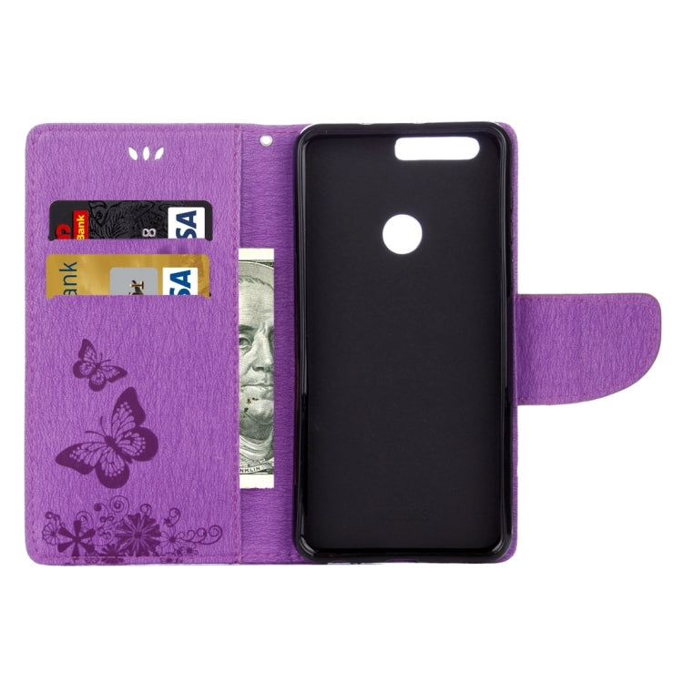 For Huawei  Honor 8 Butterflies Embossing Horizontal Flip Leather Case with Holder & Card Slots & Wallet & Lanyard