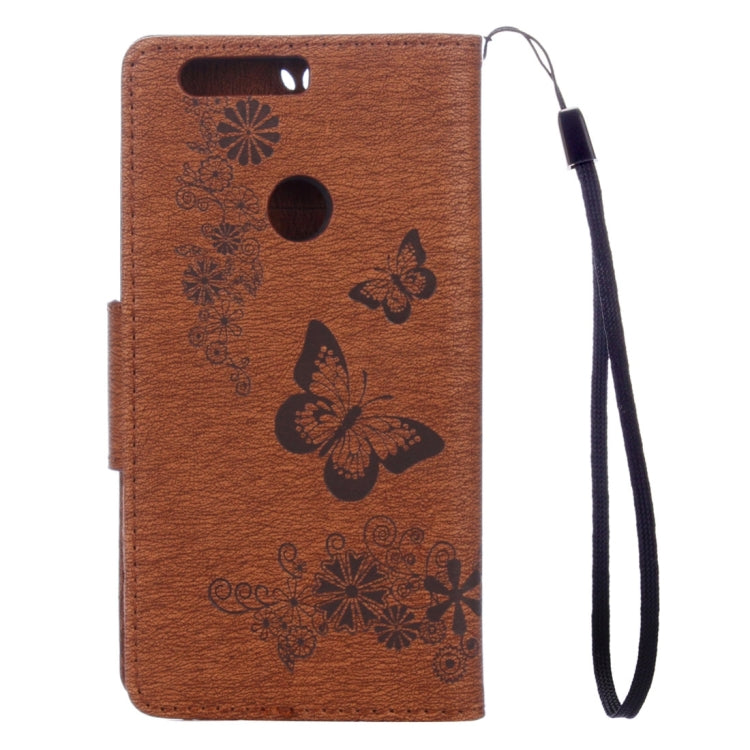 For Huawei  Honor 8 Butterflies Embossing Horizontal Flip Leather Case with Holder & Card Slots & Wallet & Lanyard