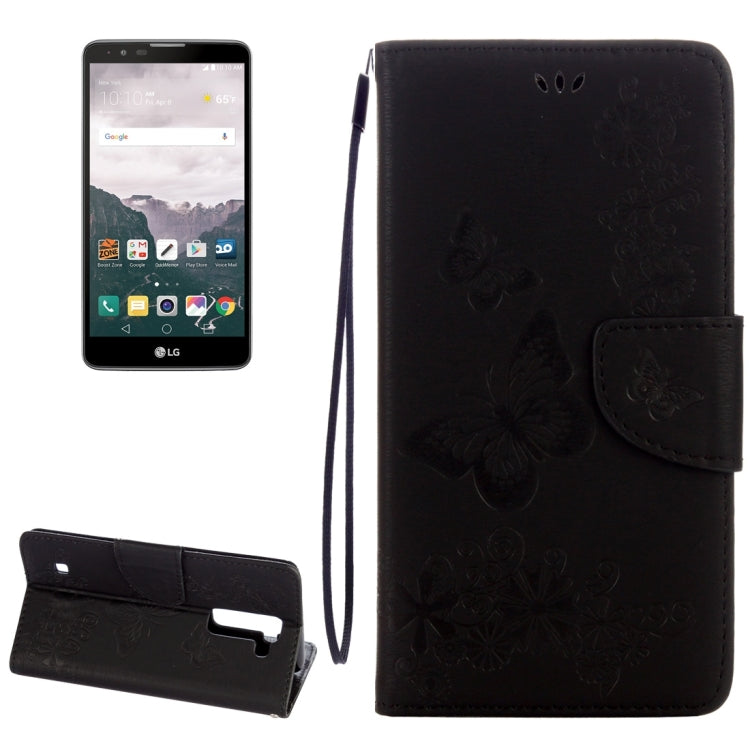 For LG Stylo 2 / LS775 Butterflies Embossing Horizontal Flip Leather Case with Holder & Card Slots & Wallet & Lanyard
