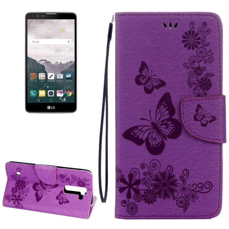 For LG Stylo 2 / LS775 Butterflies Embossing Horizontal Flip Leather Case with Holder & Card Slots & Wallet & Lanyard