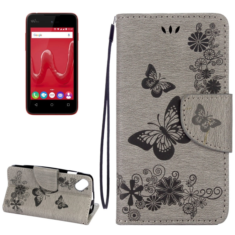 Butterflies Embossing Horizontal Flip Leather Case for Wiko Sunny, with Holder & Card Slots & Wallet & Lanyard