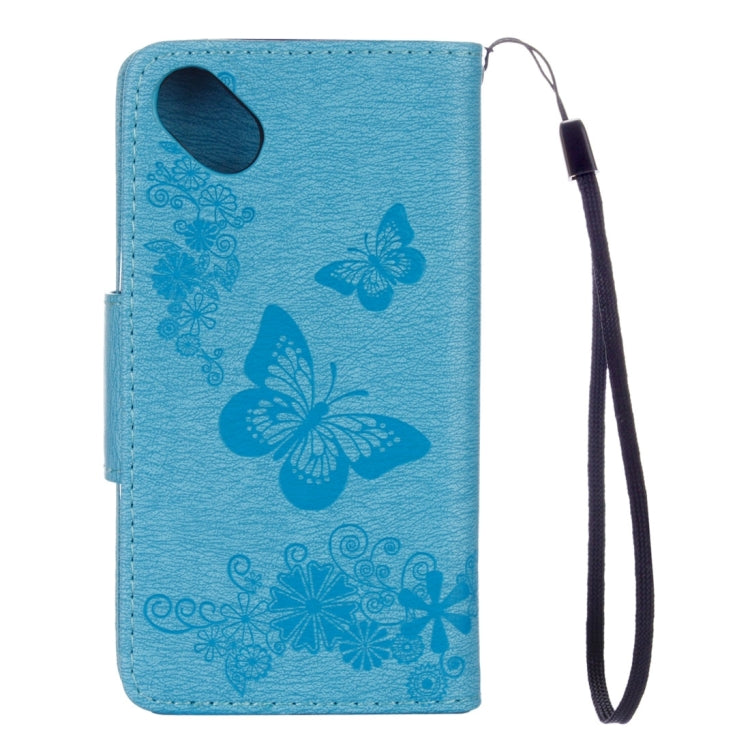 Butterflies Embossing Horizontal Flip Leather Case for Wiko Sunny, with Holder & Card Slots & Wallet & Lanyard