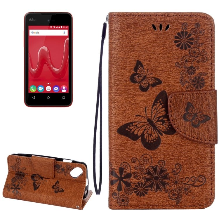 Butterflies Embossing Horizontal Flip Leather Case for Wiko Sunny, with Holder & Card Slots & Wallet & Lanyard