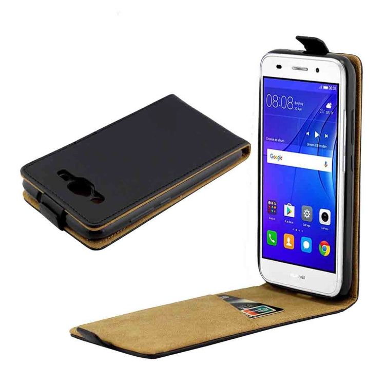 For Huawei  Y3 (2017) Vertical Flip Business Style Leather Case Cover with Card Slot (Black)