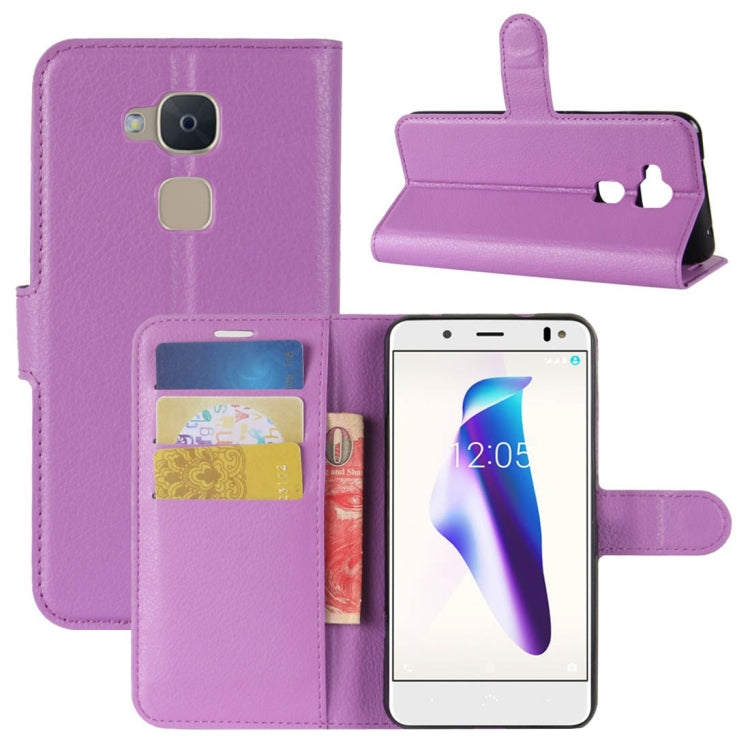 For BQ Aquaris V Litchi Texture Horizontal Flip Leather Case with Holder & Card Slots & Wallet