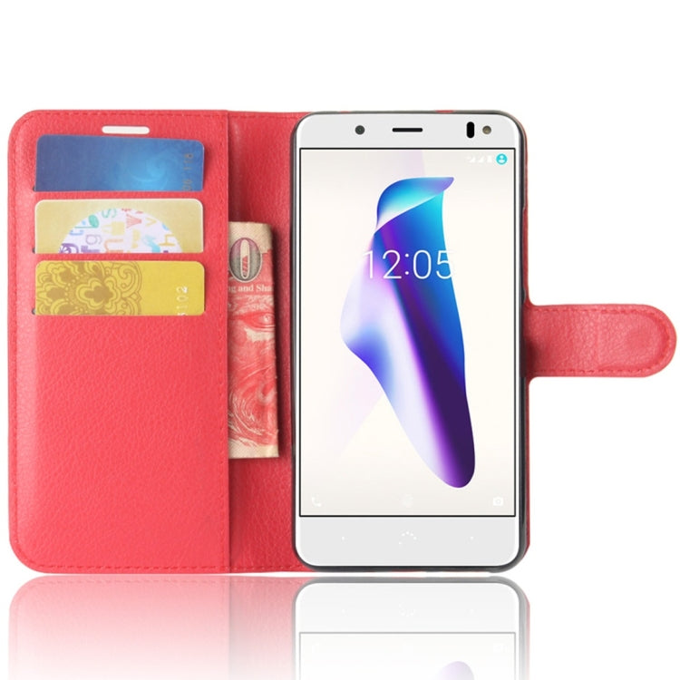 For BQ Aquaris V Litchi Texture Horizontal Flip Leather Case with Holder & Card Slots & Wallet