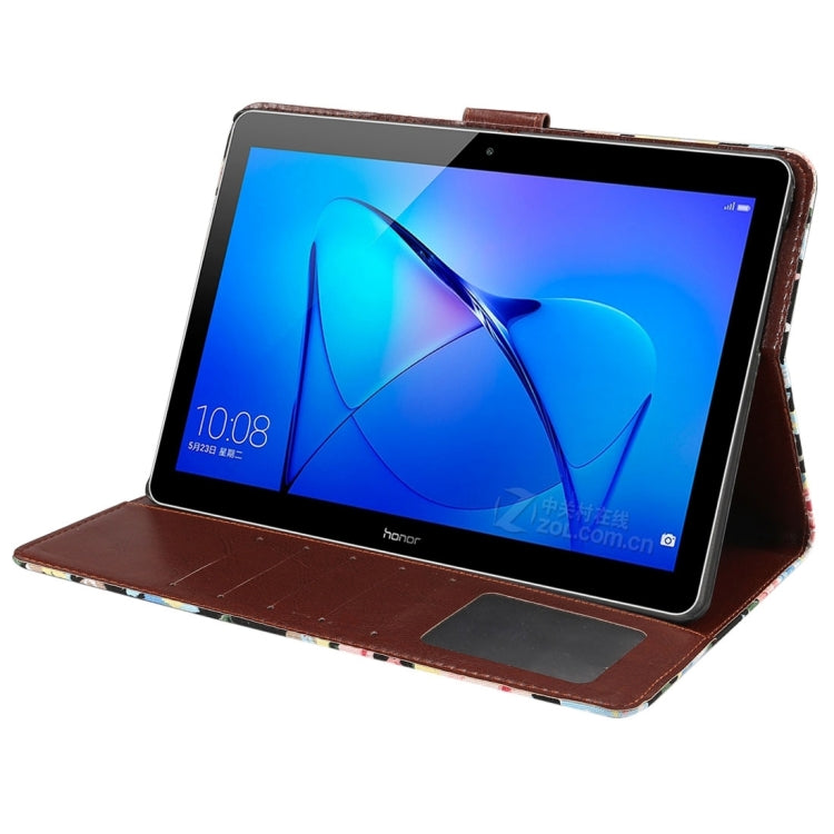 For Huawei  MediaPad M3 Lite 10 inch Flower Pattern Cloth Surface PC Horizontal Flip Leather Protective Case with Holder & Card Slots & Wallet & Photo Frame