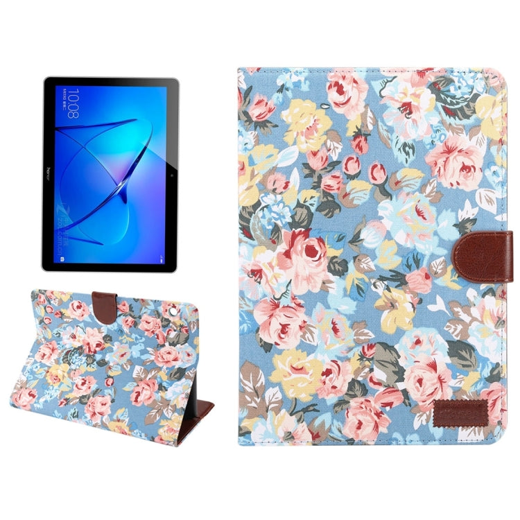 For Huawei  MediaPad M3 Lite 10 inch Flower Pattern Cloth Surface PC Horizontal Flip Leather Protective Case with Holder & Card Slots & Wallet & Photo Frame