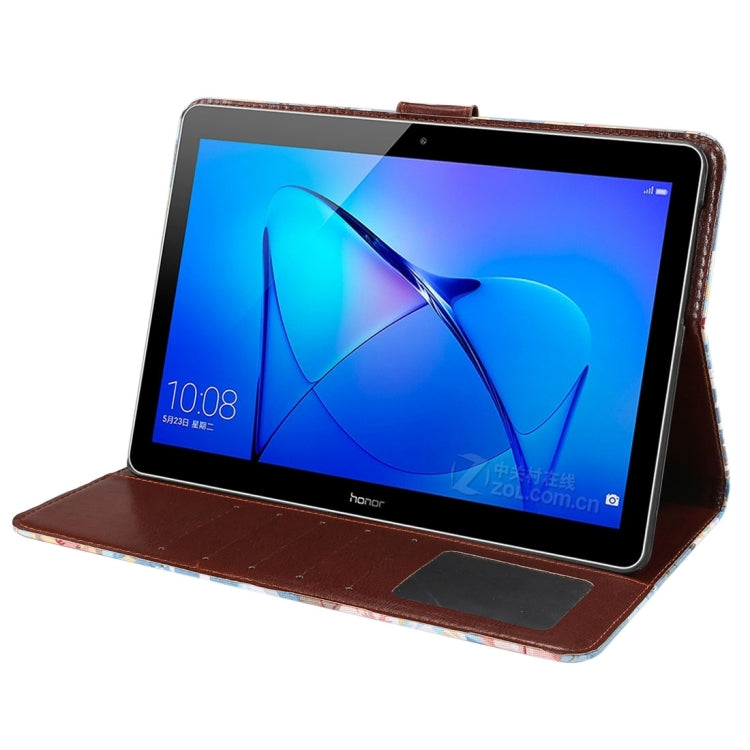 For Huawei  MediaPad M3 Lite 10 inch Flower Pattern Cloth Surface PC Horizontal Flip Leather Protective Case with Holder & Card Slots & Wallet & Photo Frame