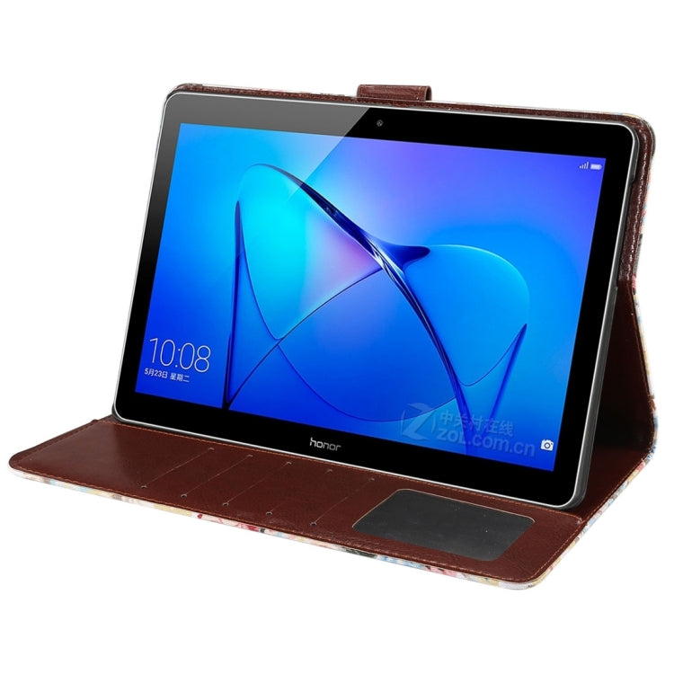 For Huawei  MediaPad M3 Lite 10 inch Flower Pattern Cloth Surface PC Horizontal Flip Leather Protective Case with Holder & Card Slots & Wallet & Photo Frame
