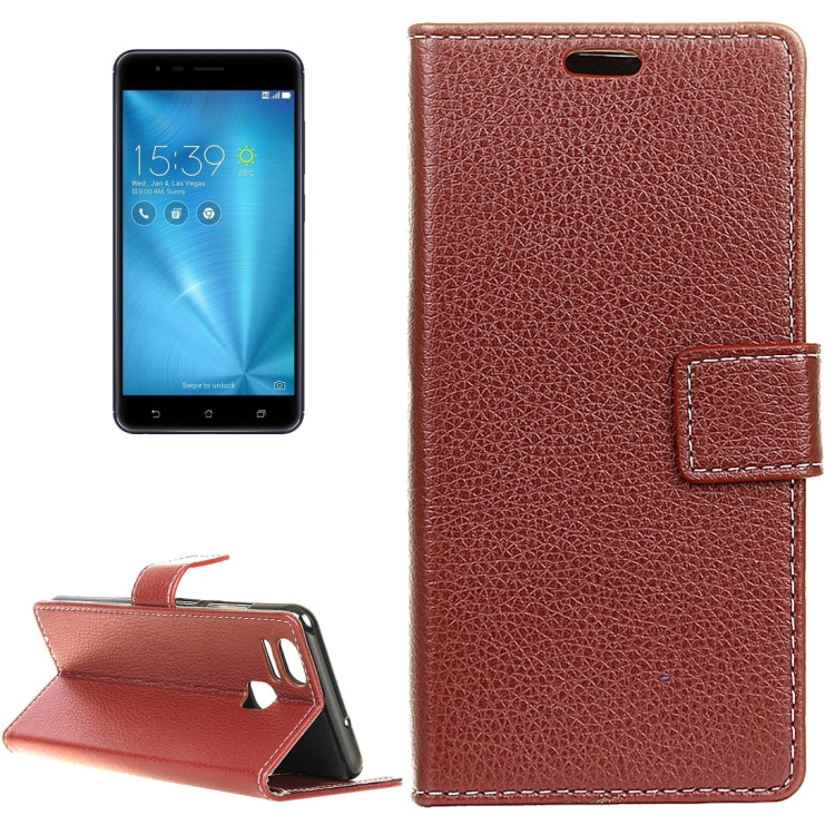 For ASUS ZenFone 3 Zoom / ZE553KL Litchi Texture Horizontal Flip Leather Case with Holder & Card Slots & Wallet & Photo Frame