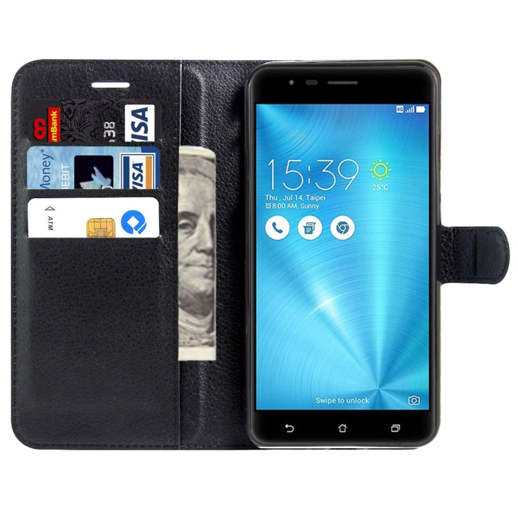For ASUS ZenFone 3 Zoom / ZE553KL Litchi Texture Horizontal Flip Leather Case with Magnetic Buckle & Holder & Card Slots & Wallet
