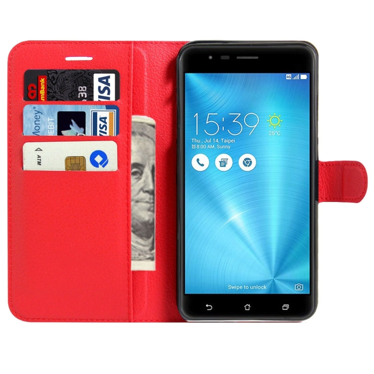 For ASUS ZenFone 3 Zoom / ZE553KL Litchi Texture Horizontal Flip Leather Case with Magnetic Buckle & Holder & Card Slots & Wallet