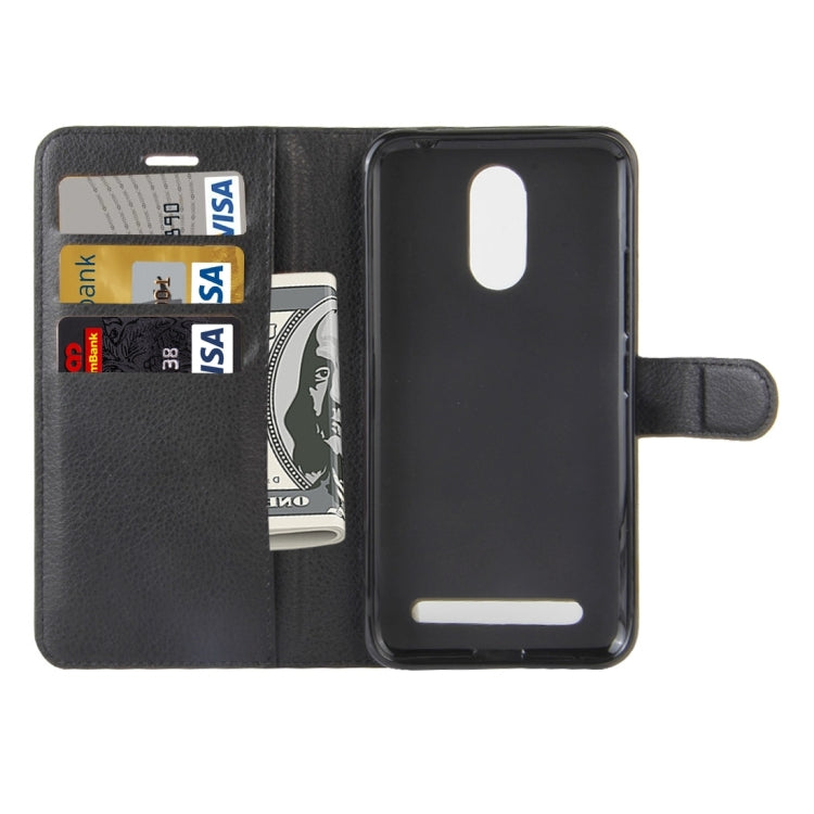 For ZTE Blade A602 Litchi Texture Horizontal Flip Leather Case with Holder & Card Slots & Wallet
