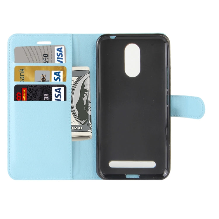 For ZTE Blade A602 Litchi Texture Horizontal Flip Leather Case with Holder & Card Slots & Wallet