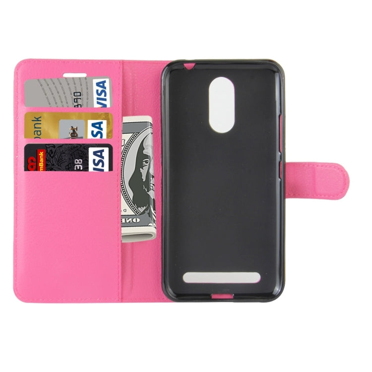 For ZTE Blade A602 Litchi Texture Horizontal Flip Leather Case with Holder & Card Slots & Wallet