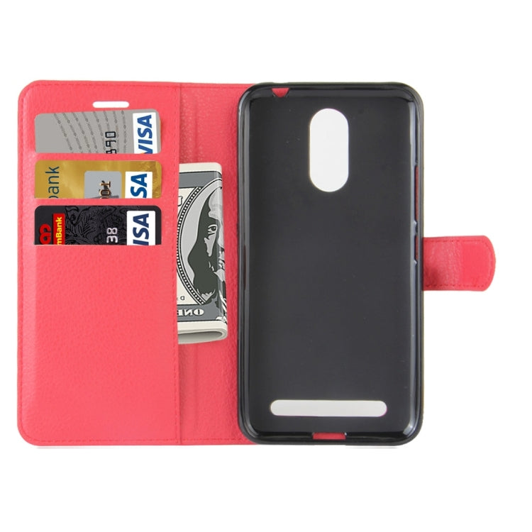 For ZTE Blade A602 Litchi Texture Horizontal Flip Leather Case with Holder & Card Slots & Wallet