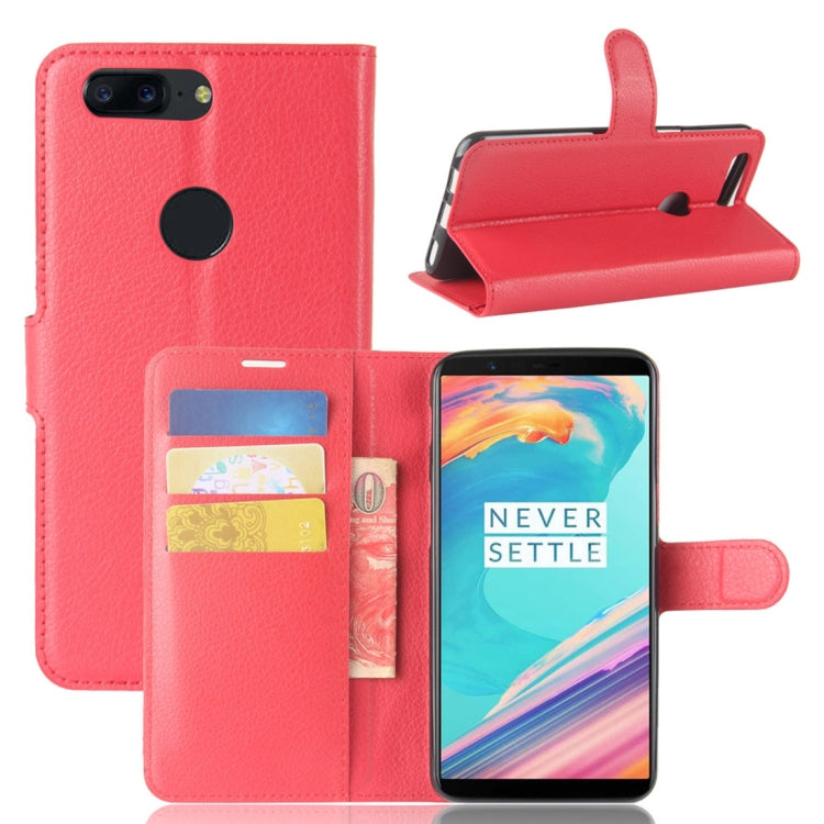 For OnePlus 5T Litchi Texture Horizontal Flip PU Leather Case with Holder & Card Slots & Wallet