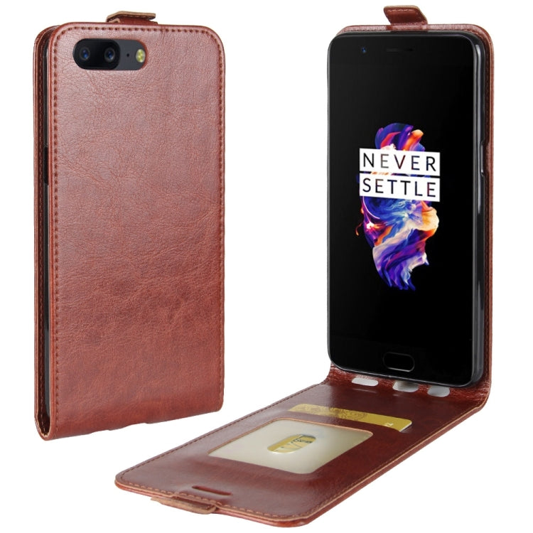 For OnePlus 5 Crazy Horse Texture Vertical Flip Leather Case with Card Slot & Photo Frame