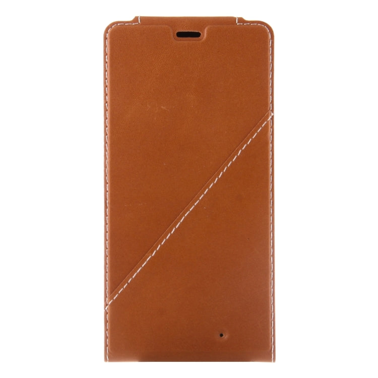 For Microsoft Lumia 950 Vertical Flip Genuine Leather Case + QI Wireless Standard Charging Back Cover(Brown)