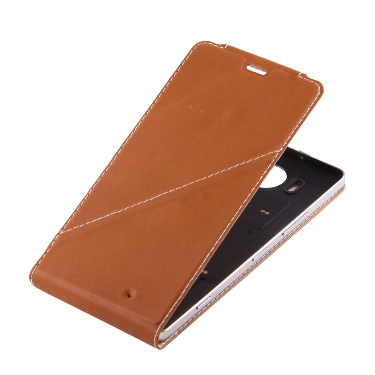 For Microsoft Lumia 950 Vertical Flip Genuine Leather Case + QI Wireless Standard Charging Back Cover(Brown)