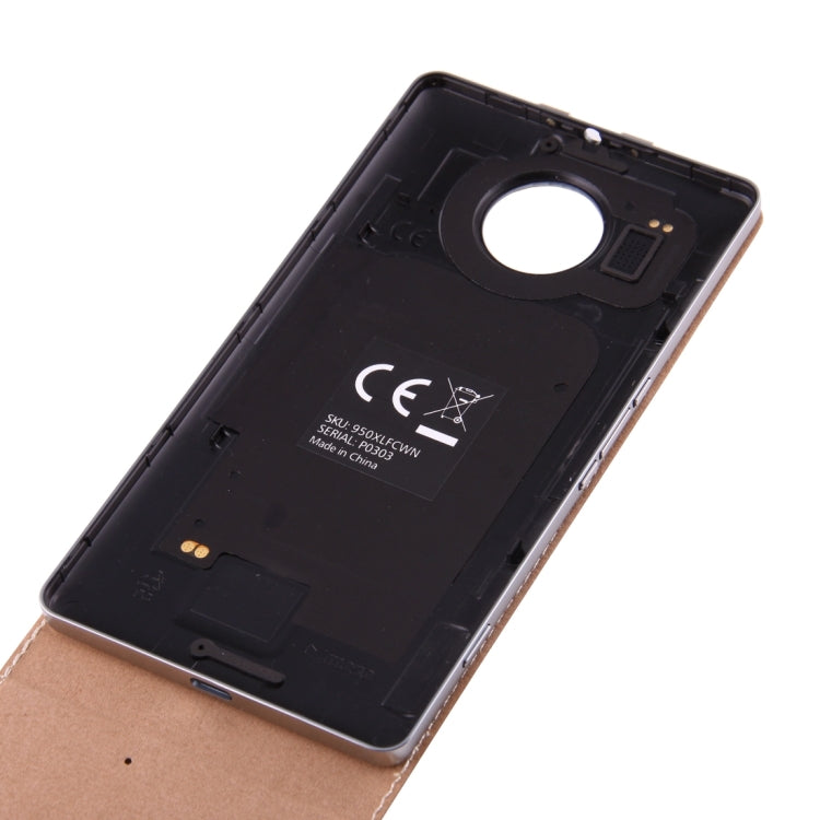 For Microsoft Lumia 950 Vertical Flip Genuine Leather Case + QI Wireless Standard Charging Back Cover(Brown)