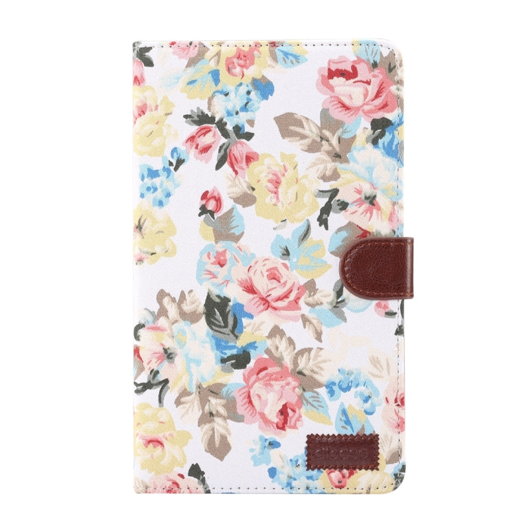 For Huawei  MediaPad M3 Lite 8.0 Flower Pattern Cloth Surface Horizontal Flip Leather Protective Case with Holder & Card Slots & Wallet & Photo Frame