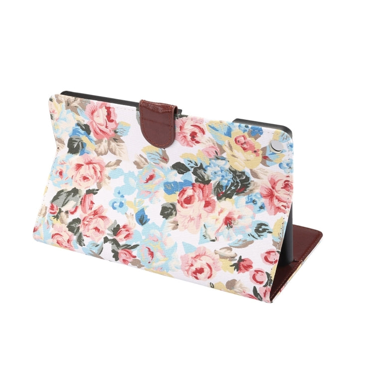 For Huawei  MediaPad M3 Lite 8.0 Flower Pattern Cloth Surface Horizontal Flip Leather Protective Case with Holder & Card Slots & Wallet & Photo Frame