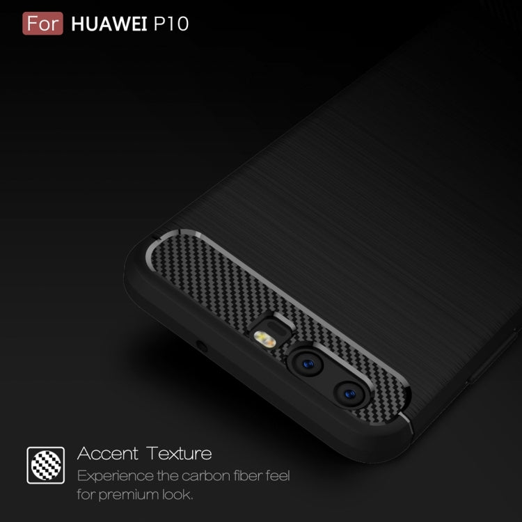 For Huawei  P10  Brushed Carbon Fiber Texture Shockproof TPU Protective Cover Case