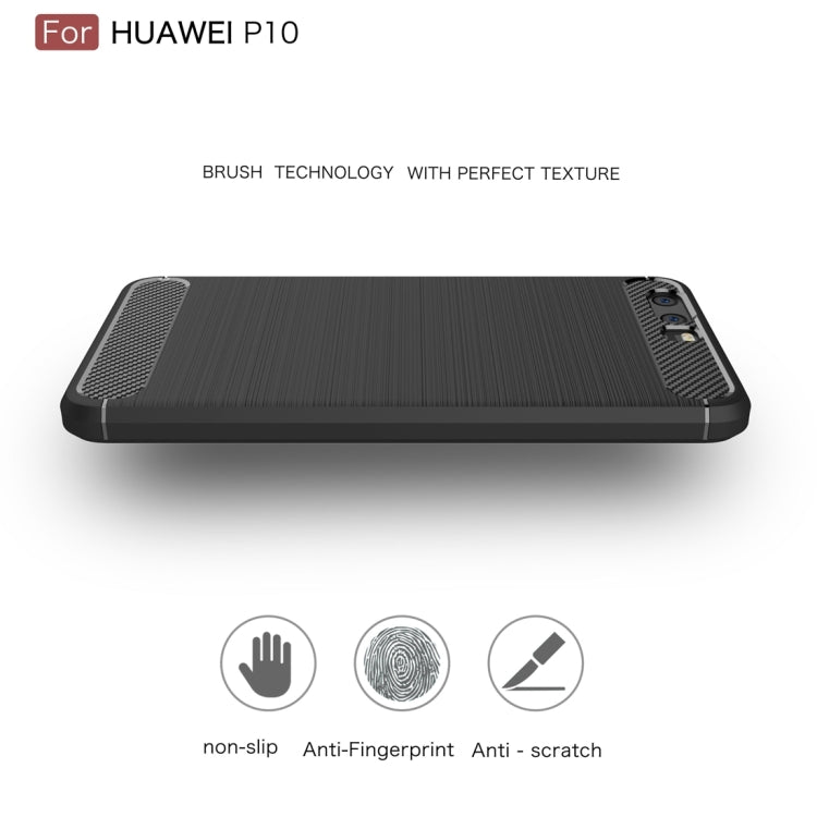 For Huawei  P10  Brushed Carbon Fiber Texture Shockproof TPU Protective Cover Case