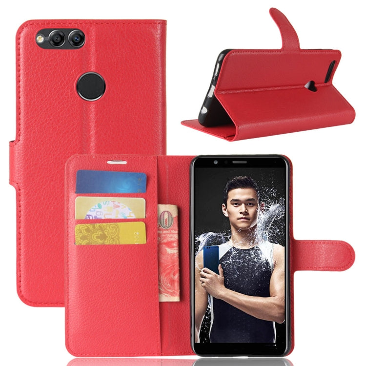For Huawei  Honor Play 7X Litchi Texture Horizontal Flip Leather Case with Holder & Card Slots & Wallet