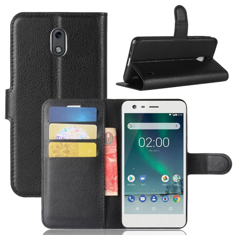 For Nokia 2 Litchi Texture Horizontal Flip Leather Case with Holder & Card Slots & Wallet