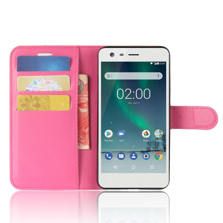 For Nokia 2 Litchi Texture Horizontal Flip Leather Case with Holder & Card Slots & Wallet