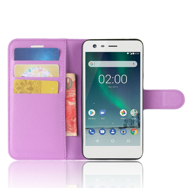 For Nokia 2 Litchi Texture Horizontal Flip Leather Case with Holder & Card Slots & Wallet