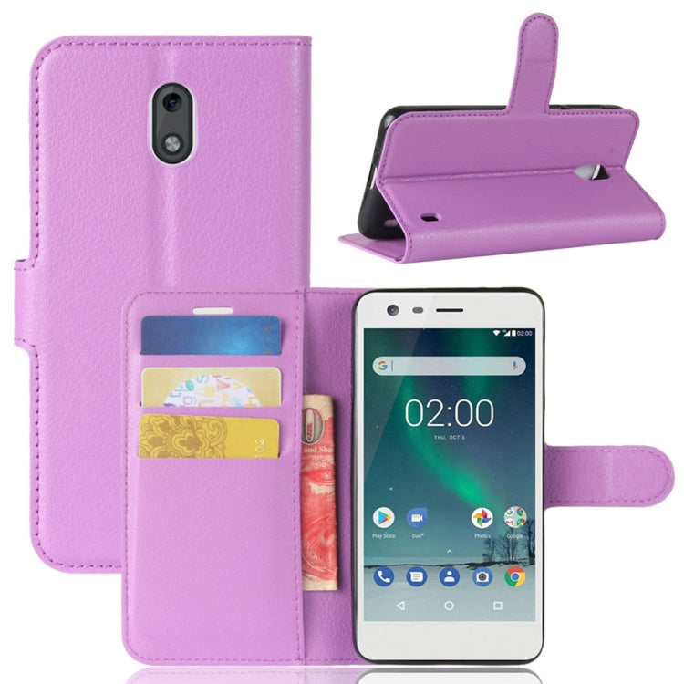 For Nokia 2 Litchi Texture Horizontal Flip Leather Case with Holder & Card Slots & Wallet
