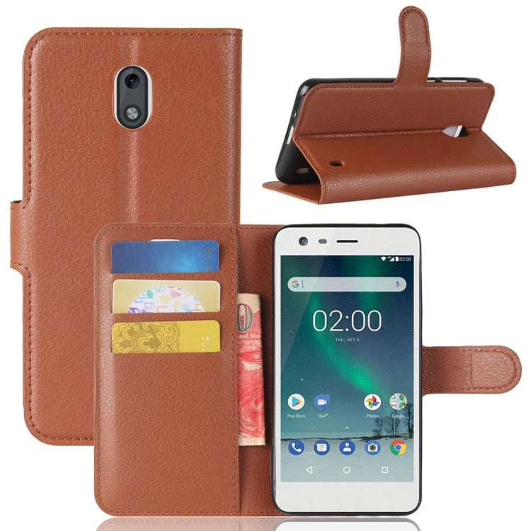For Nokia 2 Litchi Texture Horizontal Flip Leather Case with Holder & Card Slots & Wallet
