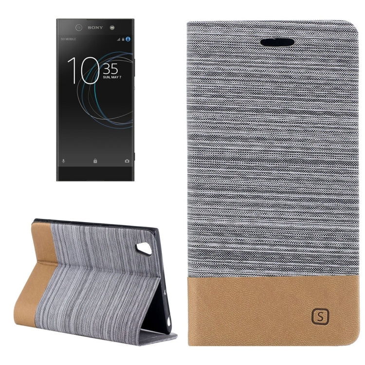 For Sony Xperia XA1 Ultra Canvas Texture PU + TPU Horizontal Flip Leather Case with Holder & Card Slots