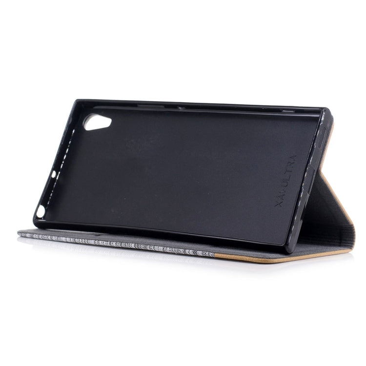 For Sony Xperia XA1 Ultra Canvas Texture PU + TPU Horizontal Flip Leather Case with Holder & Card Slots