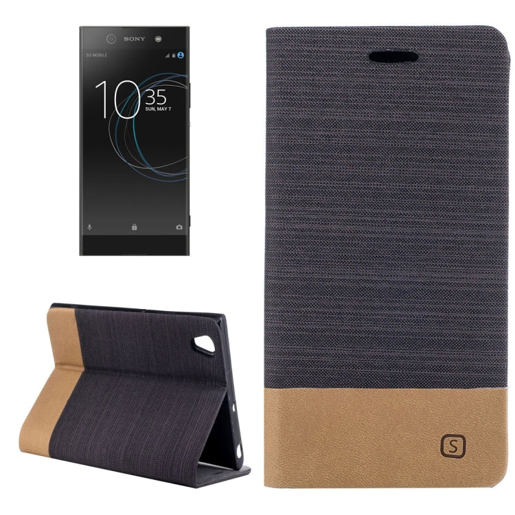 For Sony Xperia XA1 Ultra Canvas Texture PU + TPU Horizontal Flip Leather Case with Holder & Card Slots