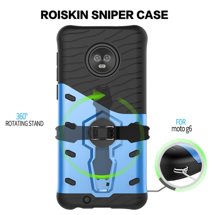 For Motorola Moto G6 PC + TPU Dropproof Sniper Hybrid Protective Back Case with 360 Degree Rotation Holder