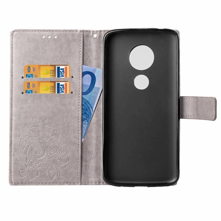 Lucky Clover Pressed Flowers Pattern Leather Case for Motorola Moto G6 Play, with Holder & Card Slots & Wallet & Hand Strap