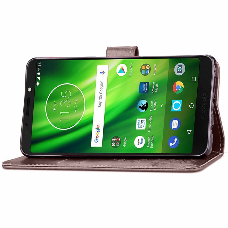 Lucky Clover Pressed Flowers Pattern Leather Case for Motorola Moto G6 Play, with Holder & Card Slots & Wallet & Hand Strap