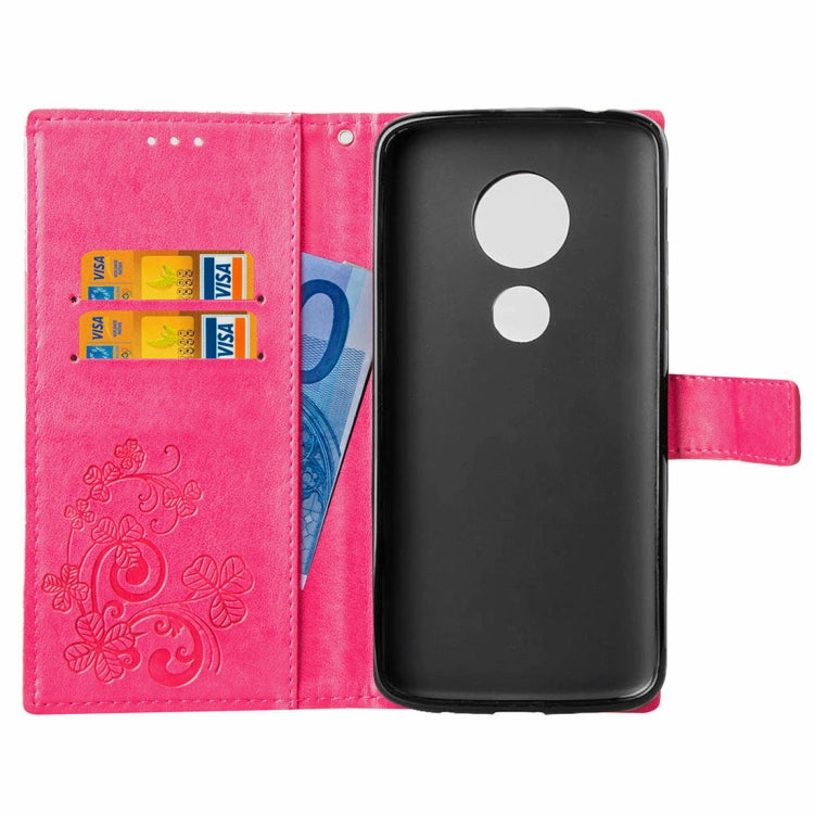 Lucky Clover Pressed Flowers Pattern Leather Case for Motorola Moto G6 Play, with Holder & Card Slots & Wallet & Hand Strap
