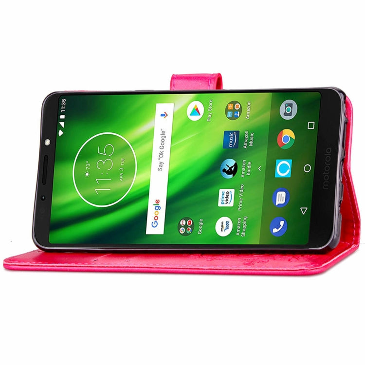 Lucky Clover Pressed Flowers Pattern Leather Case for Motorola Moto G6 Play, with Holder & Card Slots & Wallet & Hand Strap